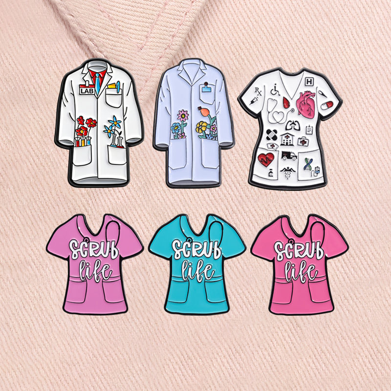 Medical Lab Coat - Floral Doctor Nurse Coat Enamel Pins