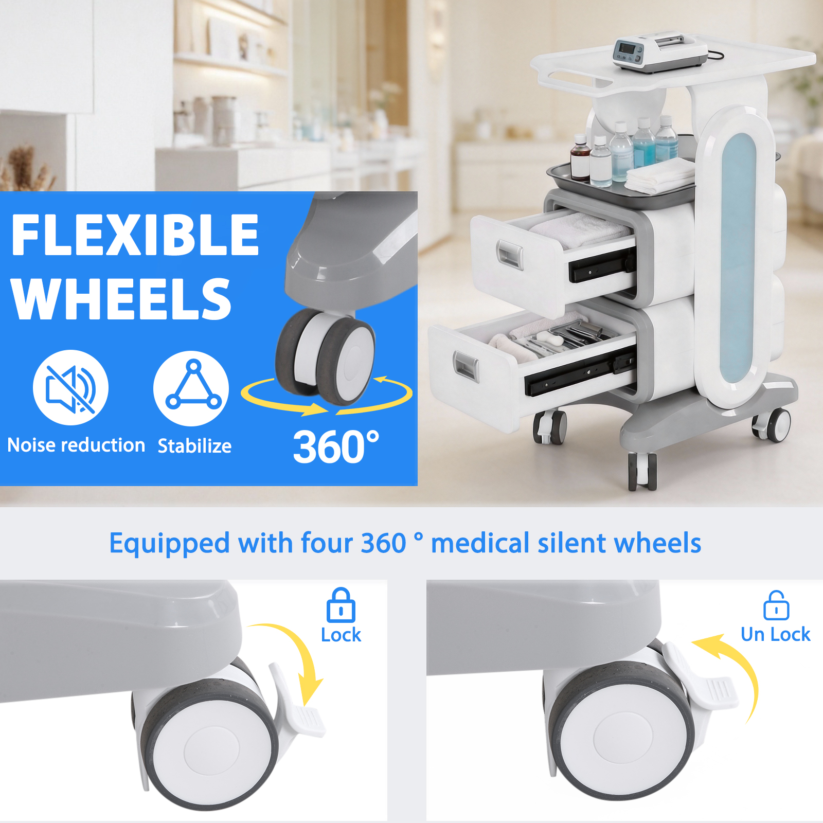 3 Tiers Lab Rolling Cart with  - đánh giá và giá Medical Lab Officer