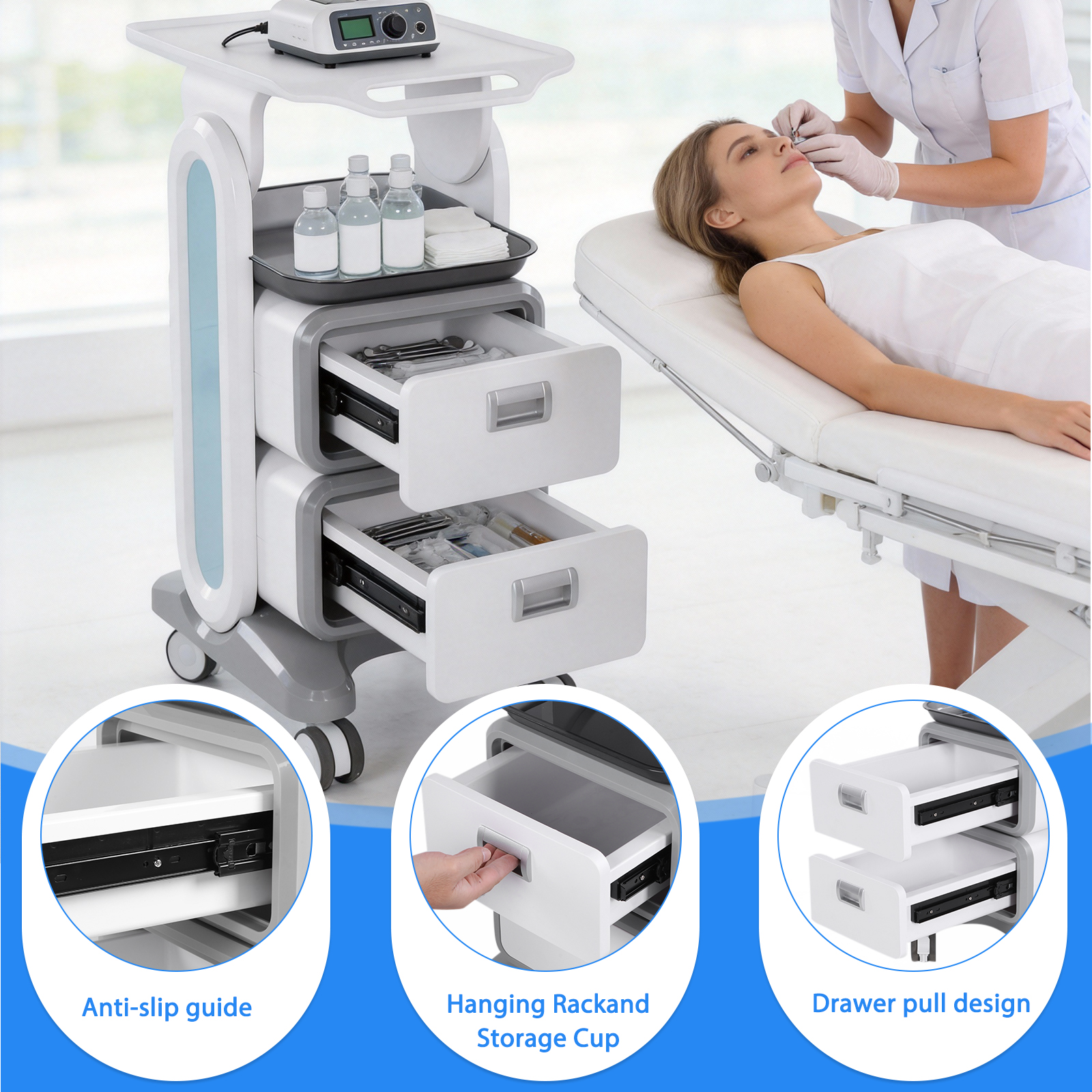 3 Tiers Lab Rolling Cart with  - đánh giá và giá Medical Lab Officer